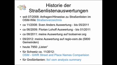 OSM-Straßenlistenauswertung