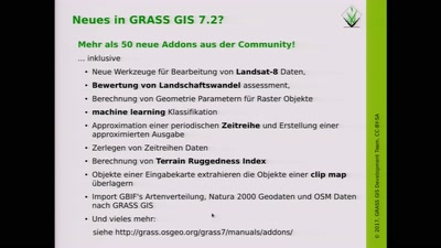 GRASS GIS - Projektstatus und Neuerungen der Version 7.2