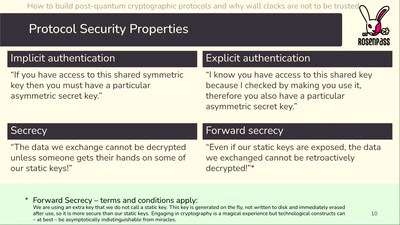 How to build post-quantum cryptographic protocols and why wall clocks are not to be trusted.