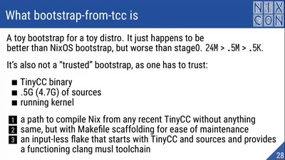Bootstrapping Nix and Linux from TinyCC